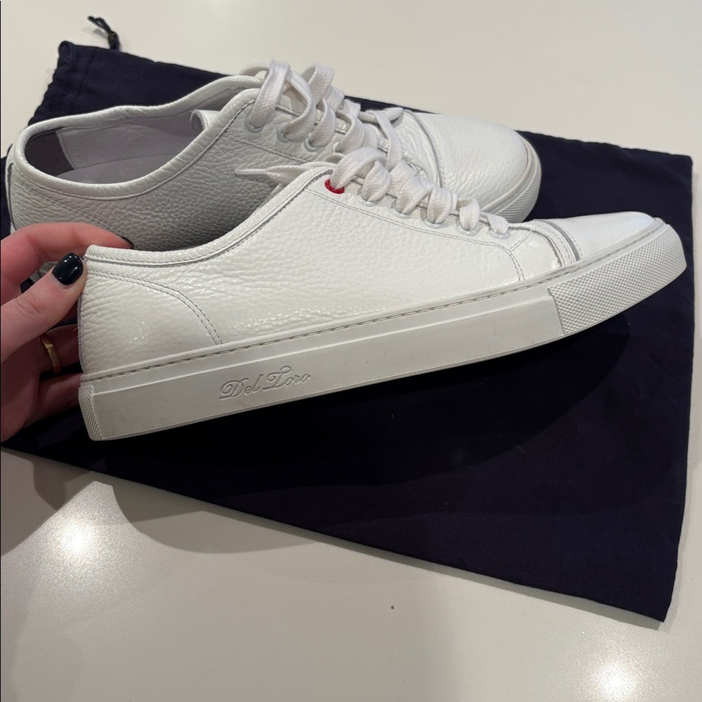 Del Toro Men’s White Leather Sneakers Sz 8 - Picture 4 of 5